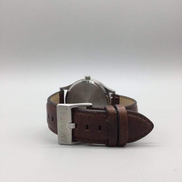 MVMT Watch Men 40mm Silver Tone Brown Leather Band New Battery - Picture 6 of 16